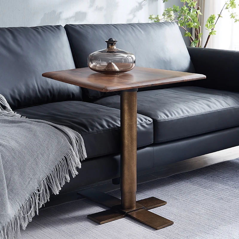 

Modern walnut solid wood coffee lift multifunction height adjustable sofa side table HY