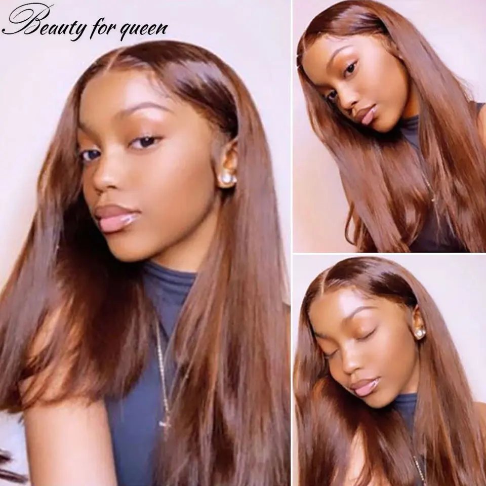 

Brown Color Wigs Straight Lace Front Wig 150% Density Lace Front Human Hair Wigs HD Lace Frontal Wig For Black Women Pre Plucked