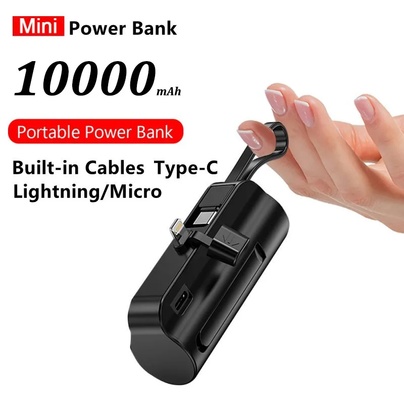 

Mini Power Bank 10000mAh Portable Charging Powerbank Mobile Phone Spare External Battery PoverBank For iPhone Samsung Xiaomi