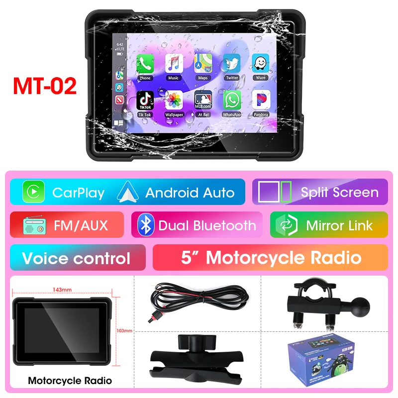 

Jansite 5 "Carplay для мотоцикла, радиомонитор, сенсорный экран, беспроводной, Android, автомобильный водонепроницаемый, мотоциклетный плеер, Bluetooth Mirror-link