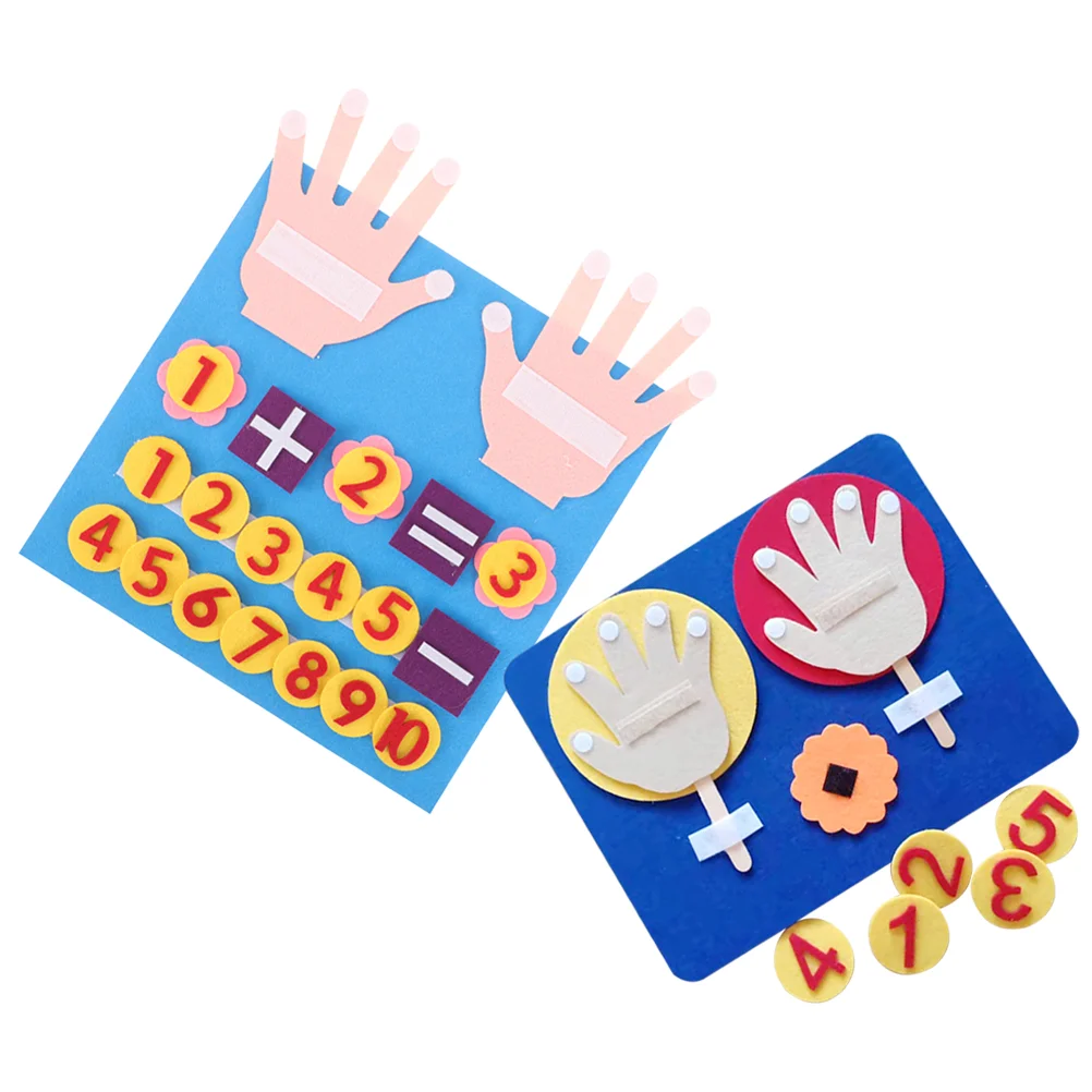 

2 Sets Add And Subtract Toy Board Toys Material Package Kids Math Educational Supplies Addition Felt Digital Toddler