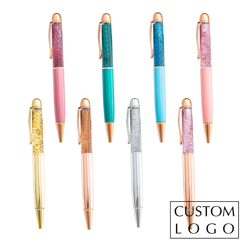 

Custom Logo Quicksand Pen Gold Powder Ballpoint Pen Metal Crystal Gift Pen Into Oil Luxury Ballpoint Pen Gift Pen Engrave Name