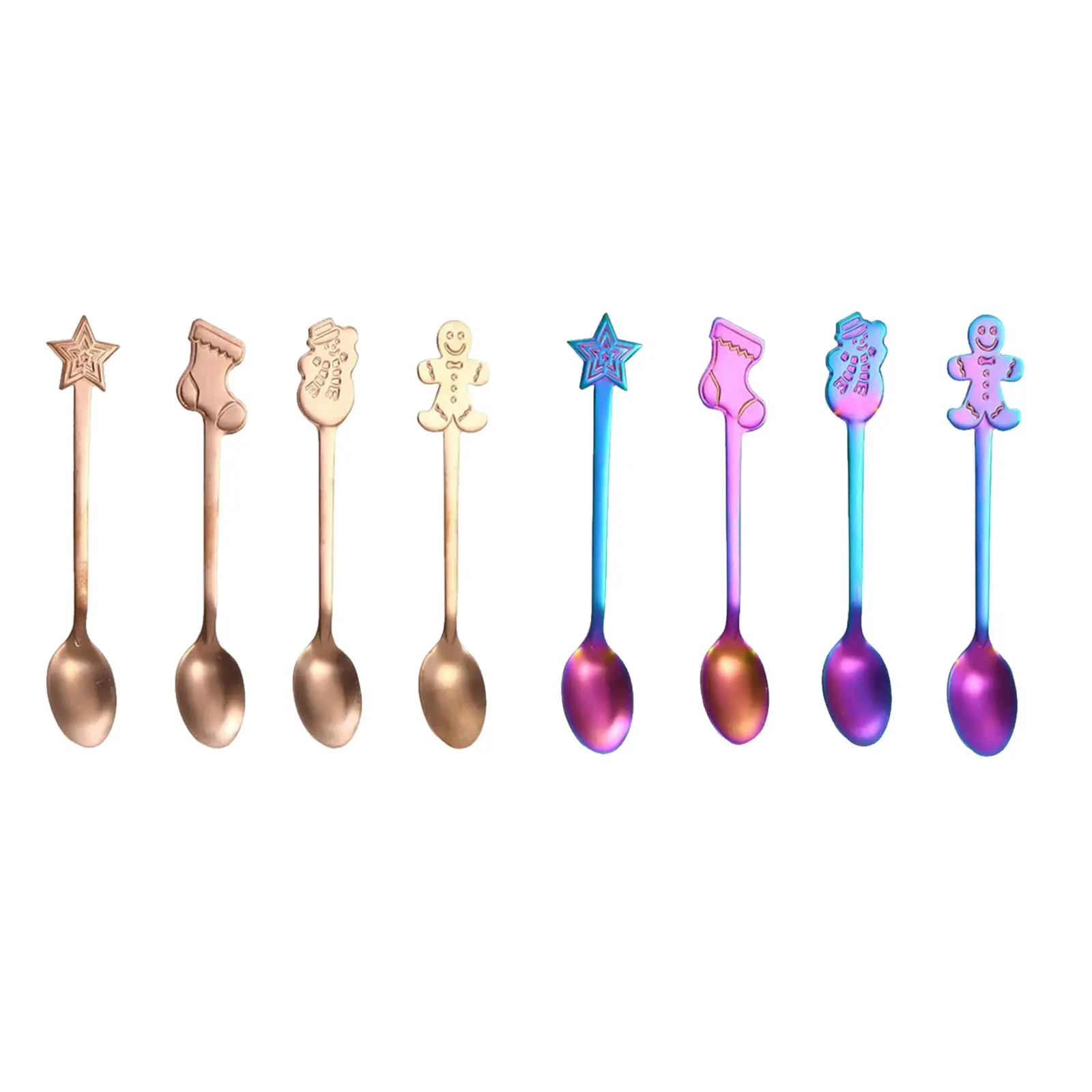 8x Christmas Spoons Set Dinnerware Stirring Teaspoon for Xmas Holiday Fruit