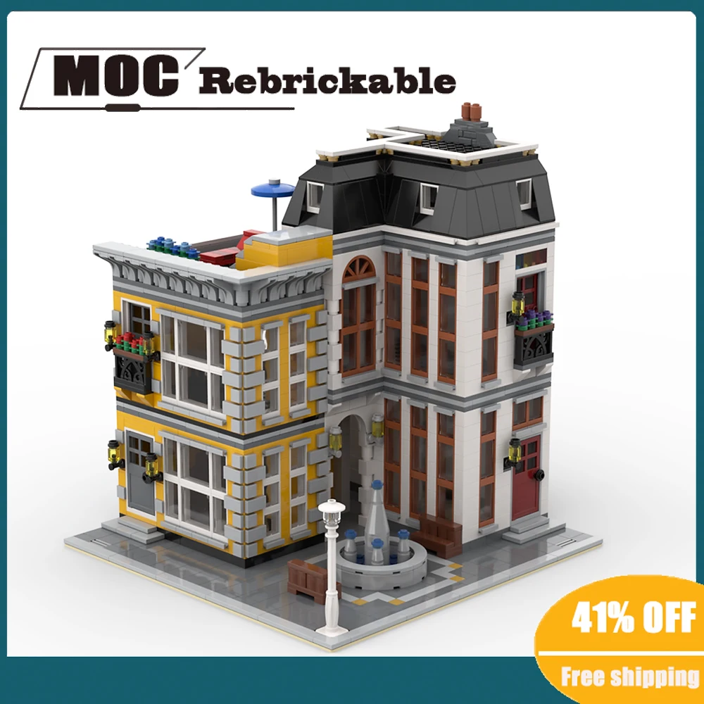 

New Custom 1500+PCS Hot Selling City Street View MOC Modular Building City Corner DIY Children Toy Birthday Gift ChristmasBlocks