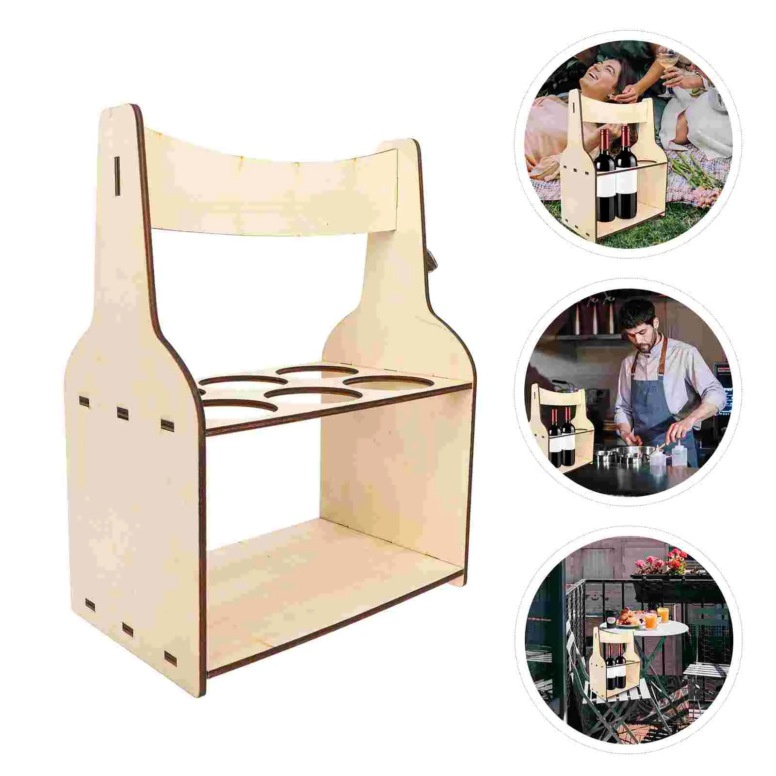 

Rustic Beer Carrier Wood Holder Display Holder Red Rack