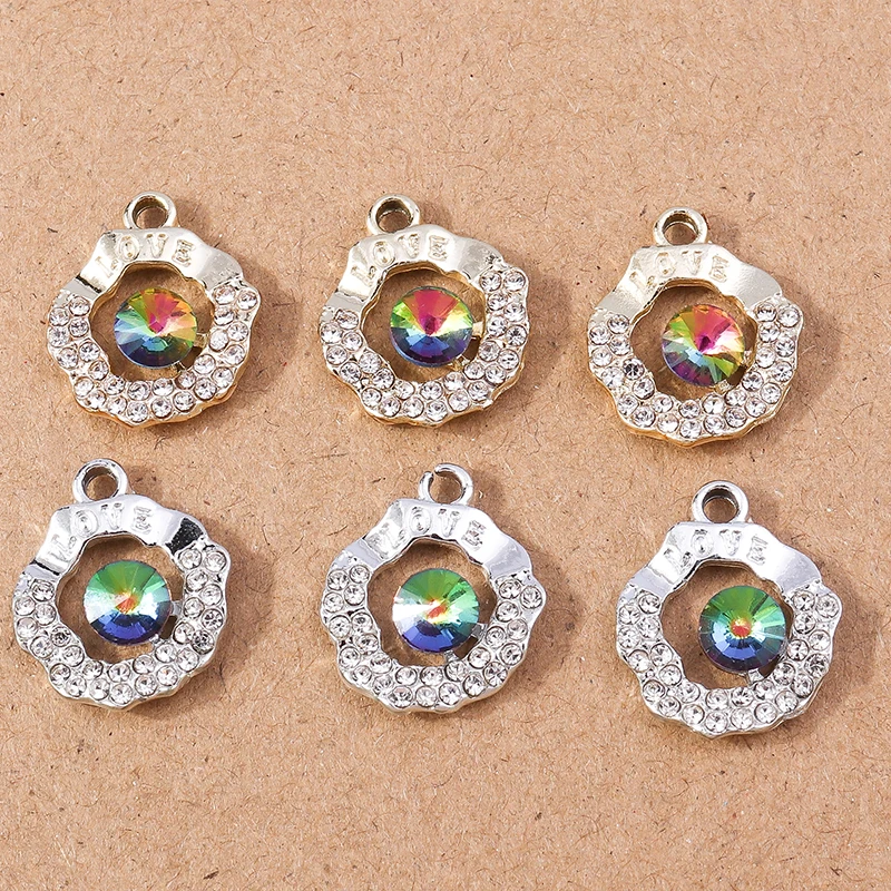 

10pcs 15x19mm Cute Crystal Flower Charms for Jewelry Making Women Fashion Drop Earrings Pendants Necklaces DIY Crafts Supplies