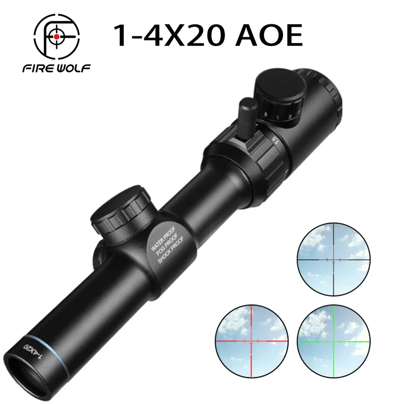 1-4X20 Riflescopes Red  Green Cross Rifle Scope Hunting Scope W/ Mounts