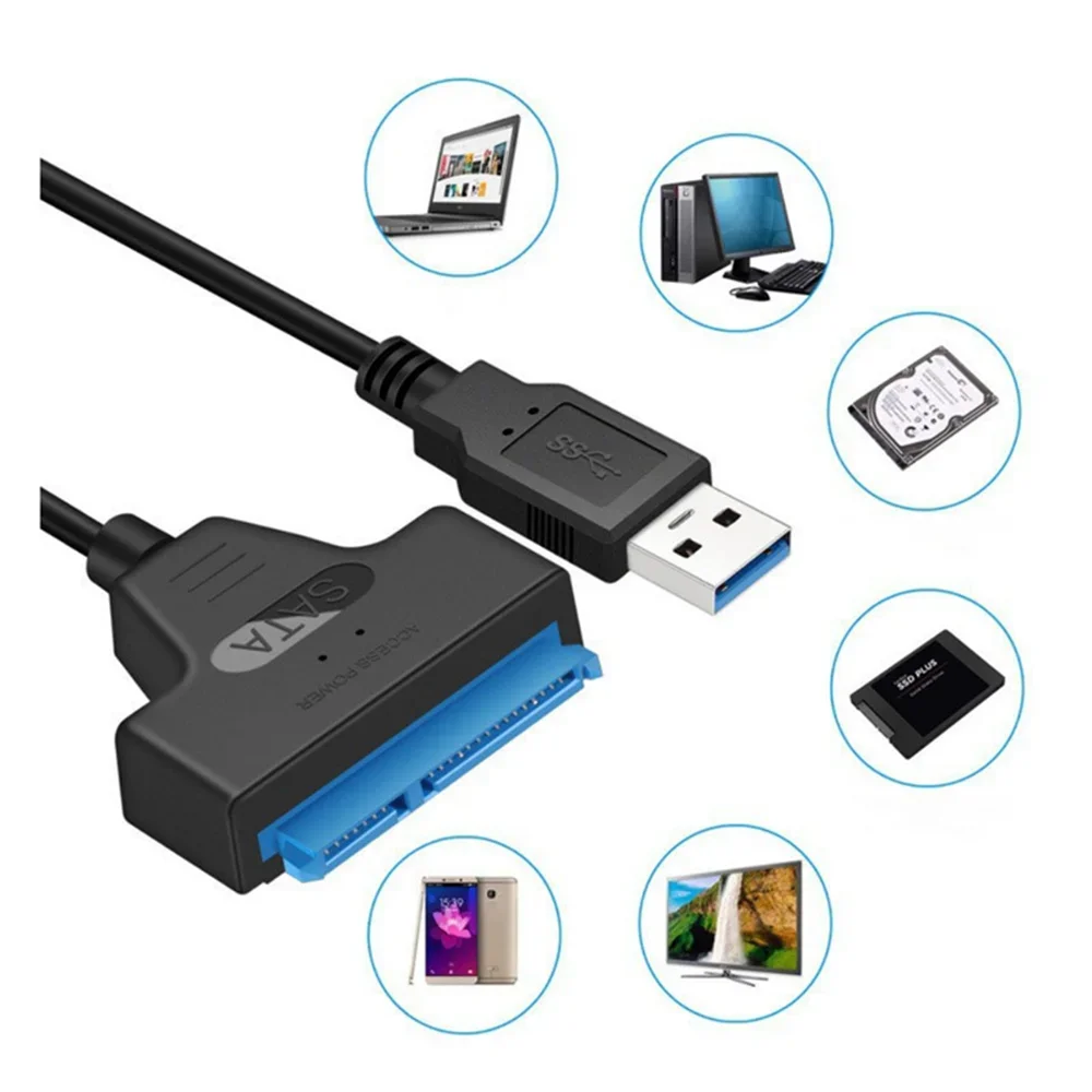 Фото 22-контактный кабель USB 3.0 к SATA Адаптер Sata к USB 3.0 Поддержка 2,5/3,5-дюймового внешнего жесткого диска SSD Жесткий диск Sata №3