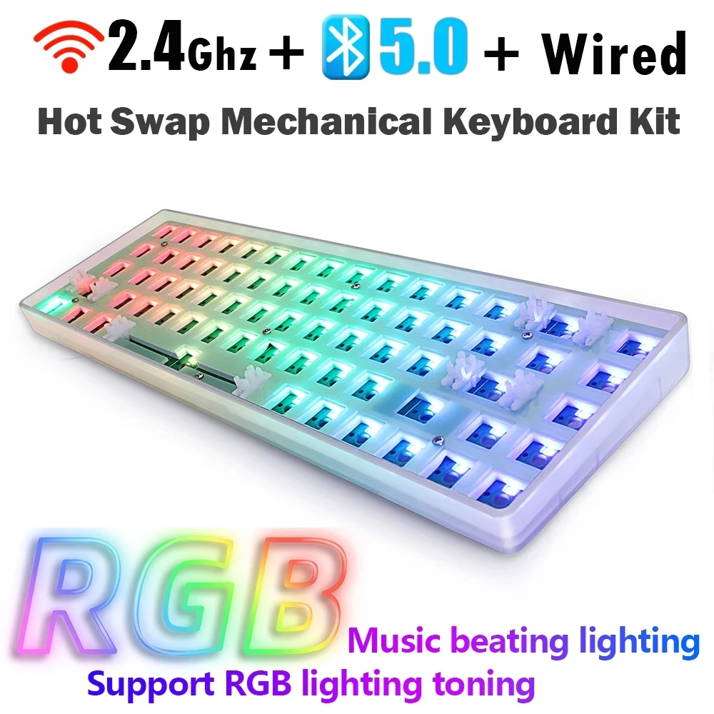 

GKS68 Hot Swap Customized RGB Mechanical Keyboard Kit 2.4G Wireless Bluetooth 3 Mode Support cherry mx switches gaming laptop