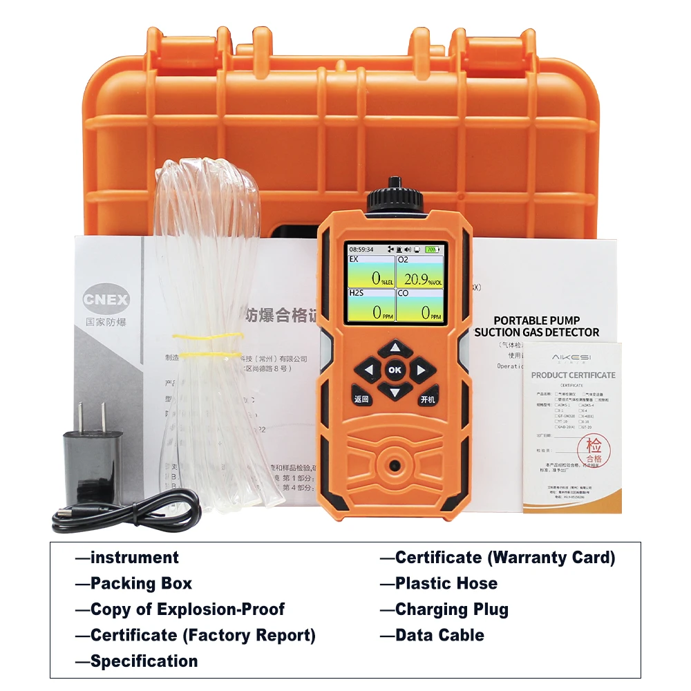 AIKESI X-4BX портативный насос мульти-детектор газа сигнализация кислорода O2 озон O3