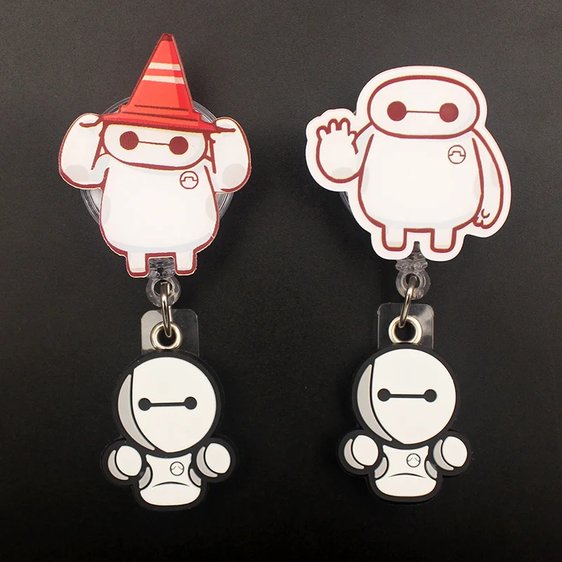 Disney Cartoon PVC Baymax Style Retractable Badge Reel Nurse Doctor Card Holder Office Hospital Name Card Supplies