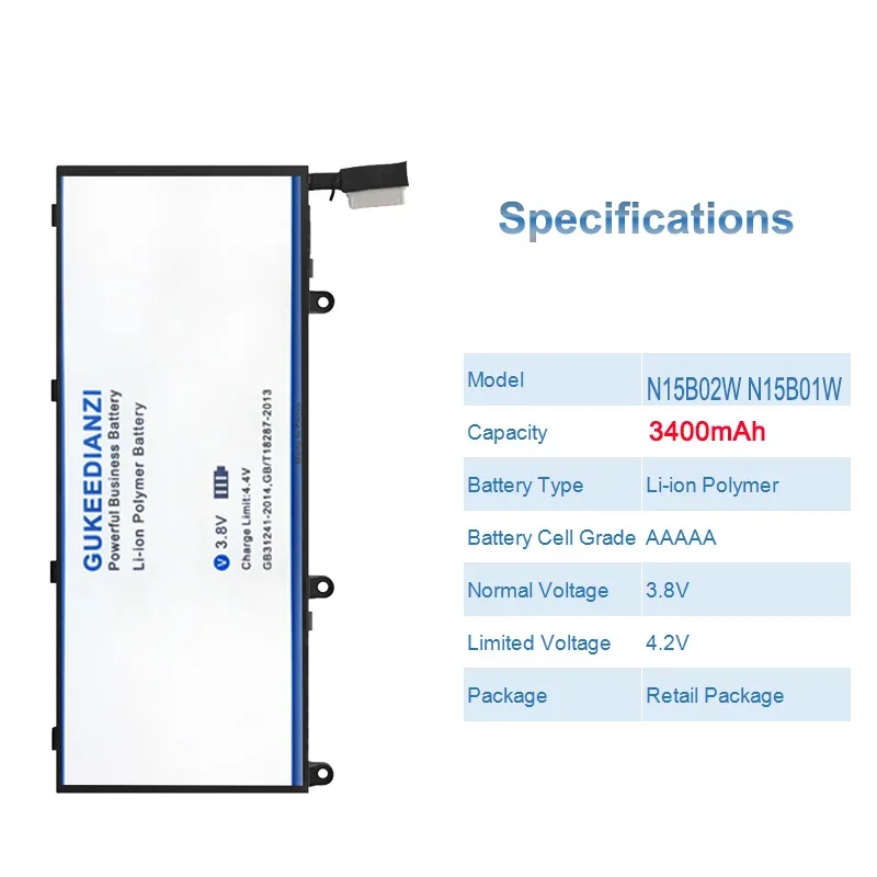 Аккумулятор GUKEEDIANZI большой емкости N15B01W 3400 мАч для Xiaomi Mi Ruby 15 6 дюйма Timi TM1703 TM1802-AD/N/C