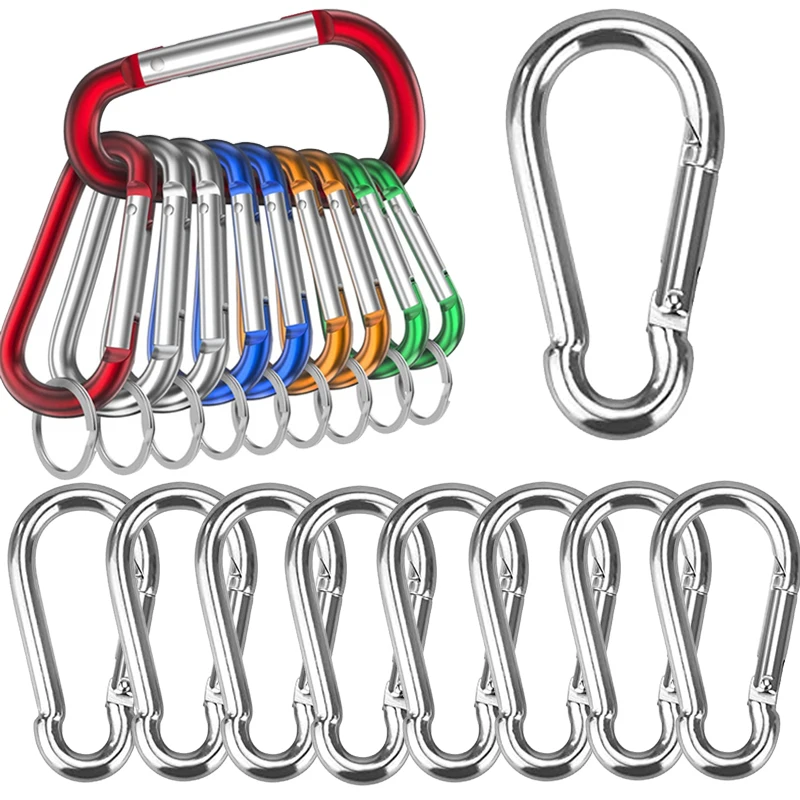 

10pc Aluminium Alloy Safety Buckle Keychain Climbing Button Carabiner Camping Hiking Hook Outdoor Sports Key Ring Tools Hot Sell