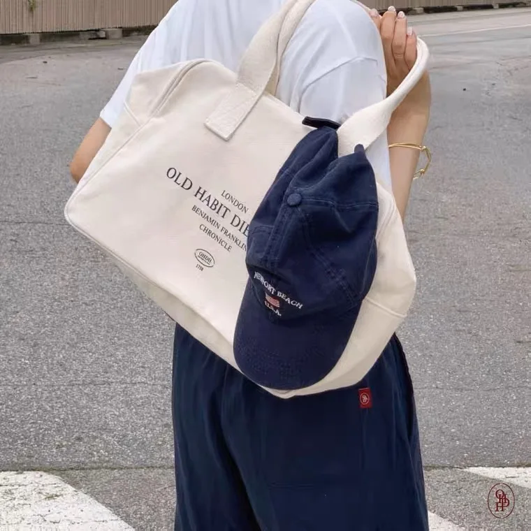 

Practical Korean Large Capacity Canvas Bag 2023 New Leisure Academy Shoulder Bag for Classroom Tote Student Schoolbag