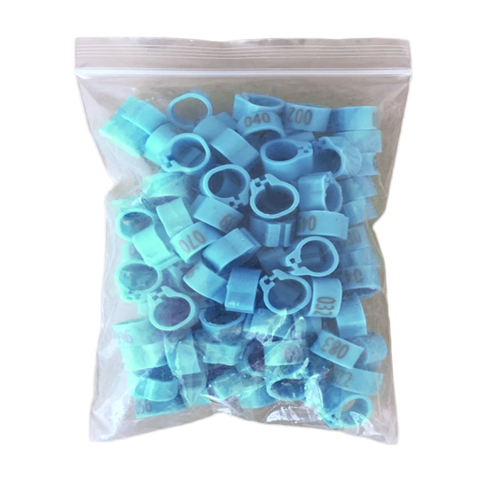 

100 шт., пластмассовые кольца для ног птиц, с номером 1-100, 8x5 мм