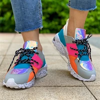 2022 color matching casual flat shoes woman brand design mixed color platform sneakers women ins hot luxury colorful sneakers