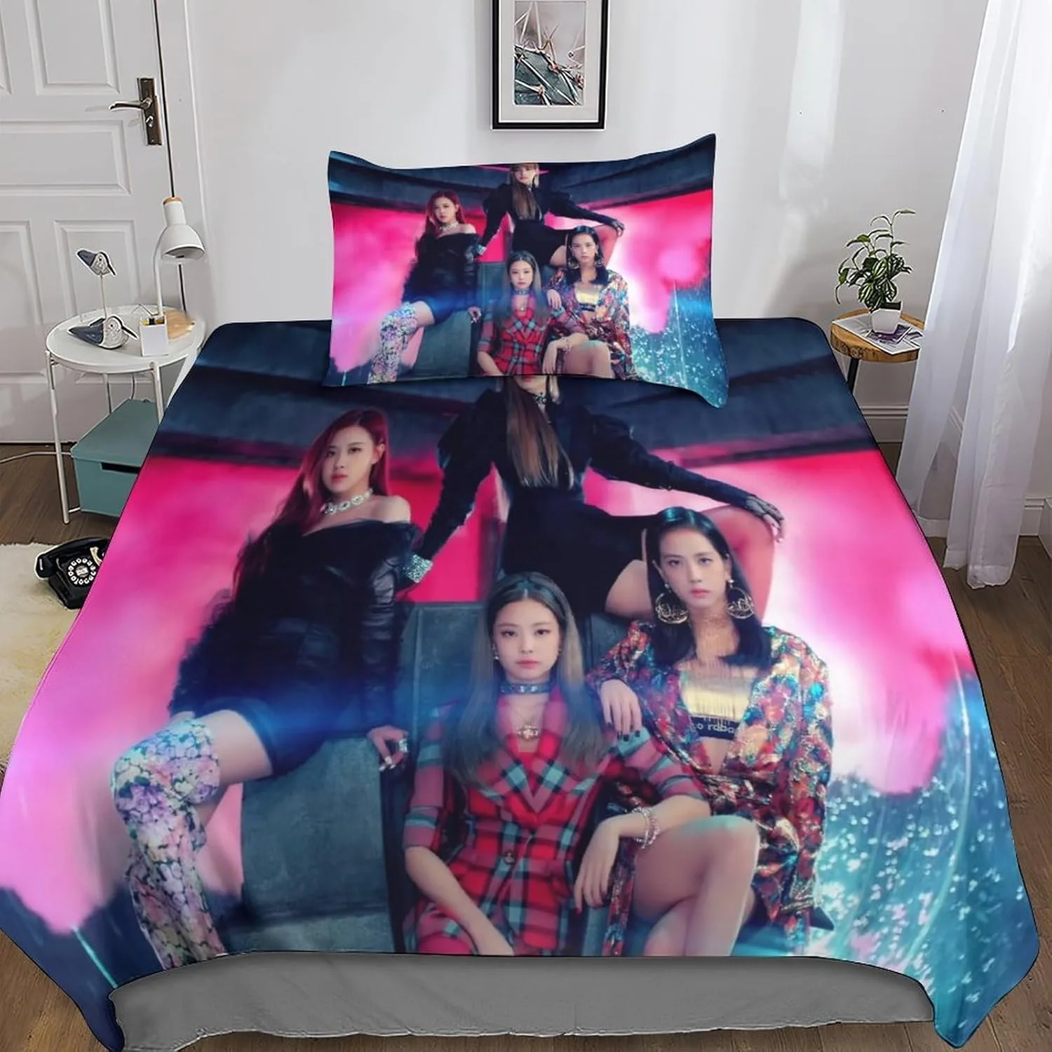 

Постельное белье Potdemiel черно-розовое с JENNIE и LISA