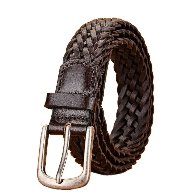 3cm wide  women  full grain Genuine leather belt with knitting design woven  genuine  leather Belts