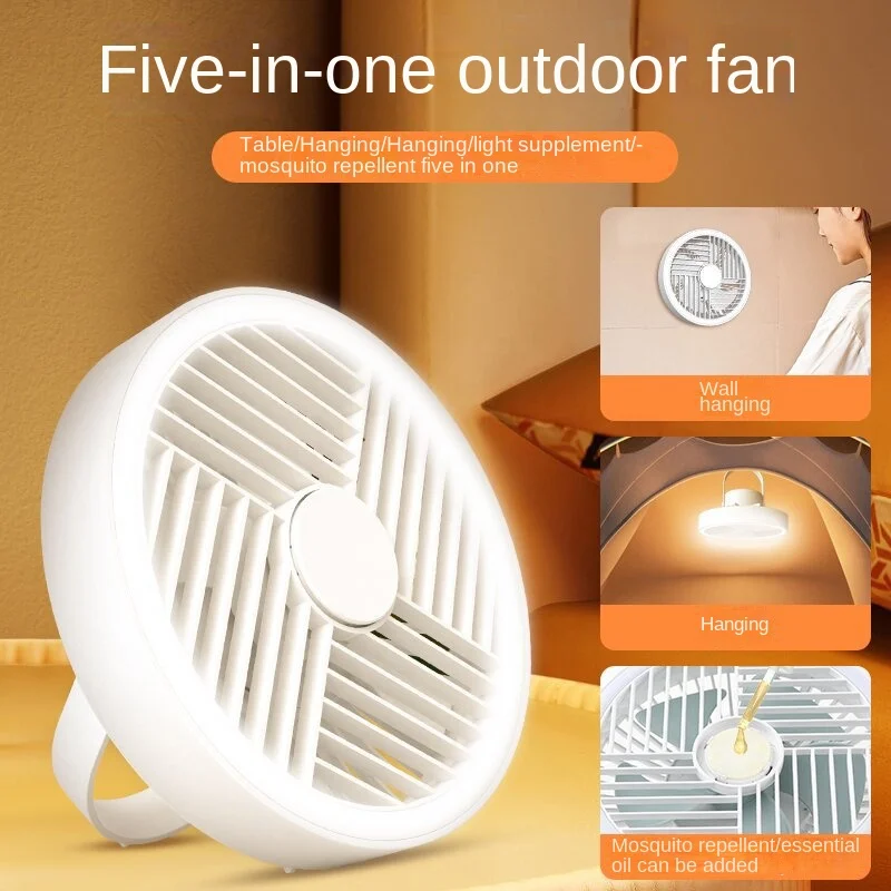 5 in 1 Led Multifunction Outdoor Camping Light Desktop Small Fan Light USB Charging Portable Ceiling Fan Lights Mini Fan