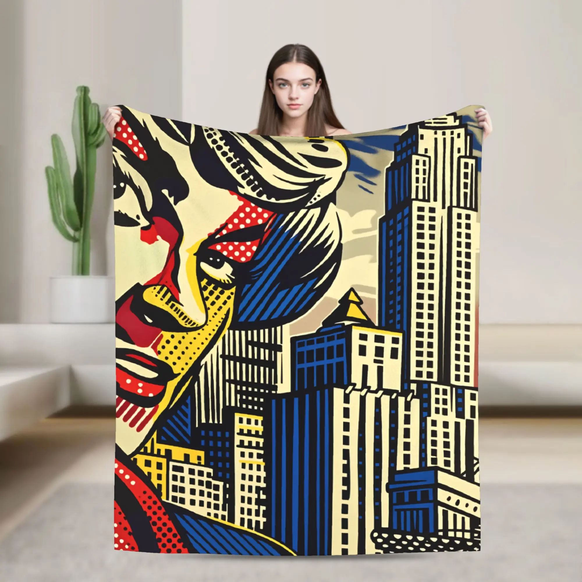 Фото Плед Roy Lichtenstein в стиле поп-арт, фланелевое одеяло для путешествий на самолете, для спальни, супермягкое, на заказ, качественное покрывало, подарок №1