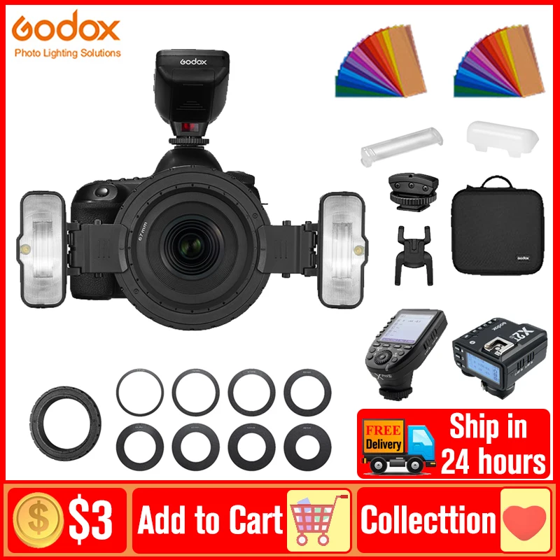 

Godox MF12-K2 TTL Macro Flash Speedlite 2-Light Kit 2.4 GHz Wireless Control Speedlight for Sony Canon Nikon Fuji Olympus Pentax