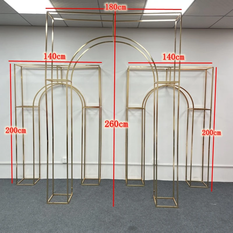 

Shiny Gold Wedding Arch Artificial Flower Display Stand party Stage Welcome Aisle Door Backdrops Birthday Balloons Rack