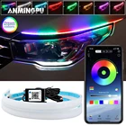 Гибкие светодиодсветодиодный дневные ходовые огни ANMINGPU 2 шт. с приложением DRL для автомобильных фасветильник, последовательная RGB DRL светодиодная полоса, поворотник, желтая сигнальная лампа