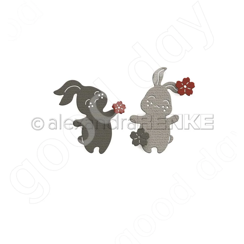 

2022 Easter,Two rabbits with flowers set,metal Cutting Dies Scrapbooking Diy Decoration Craft Embossing