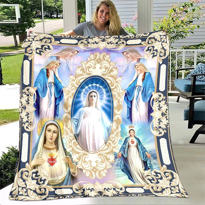 Best Selling 2022 Jesus Virgin Mary Statue of Liberty Soft Throw Blanket Bedding Flannel Living Room/Bedroom Warm Blankets