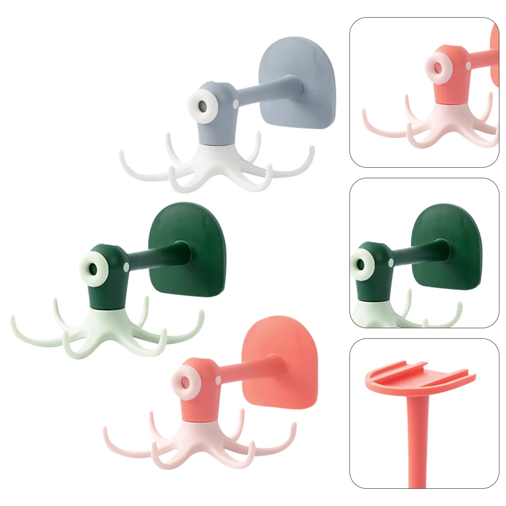 

3Pcs Rotatable Bathroom Wall Hook Kitchen Sundries Hanger Punch-Free Hook
