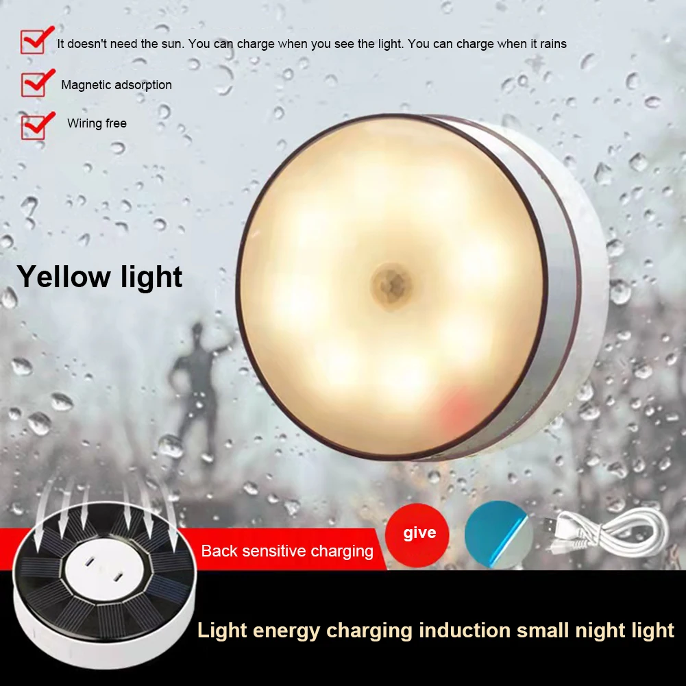 

LED Round Human Body Sensor Light Wireless Wall Mounted Induction Night Light Adjustable Night Light Durable for Home Decoration