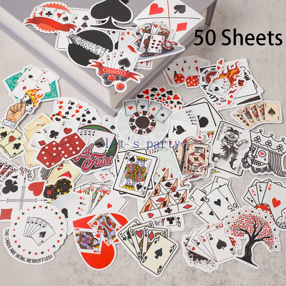 50 шт. наклейка с граффити на тему Лас-Вегаса игральная карта покер багаж для дня