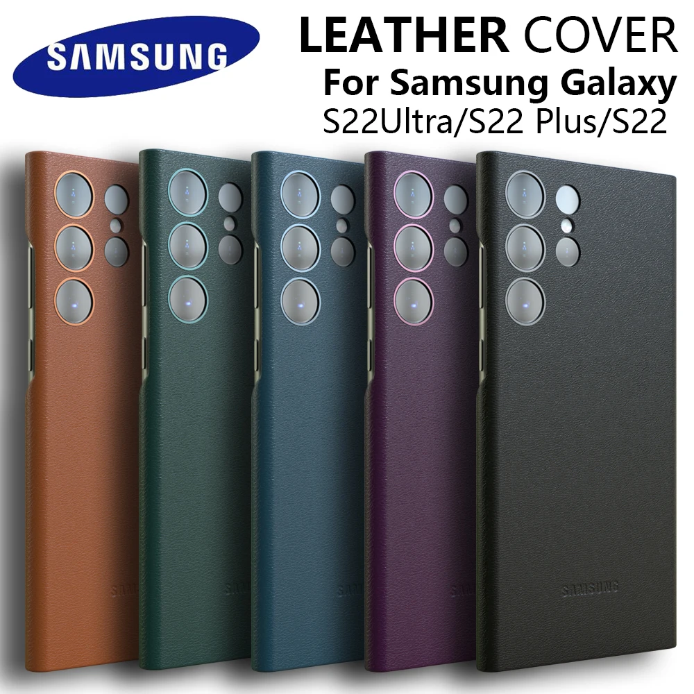 Оригинальный чехол для Samsung Galaxy S22 Ultra Plus высококачественный кожаный + Премиум