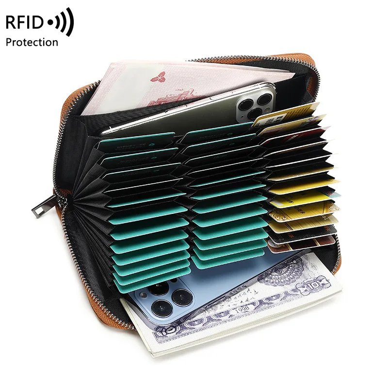 

2023 Multifunctional Card Bag Simple Solid Color Long Wallet Anti-theft RFID Men's and Women's Credit Card Business Card Case