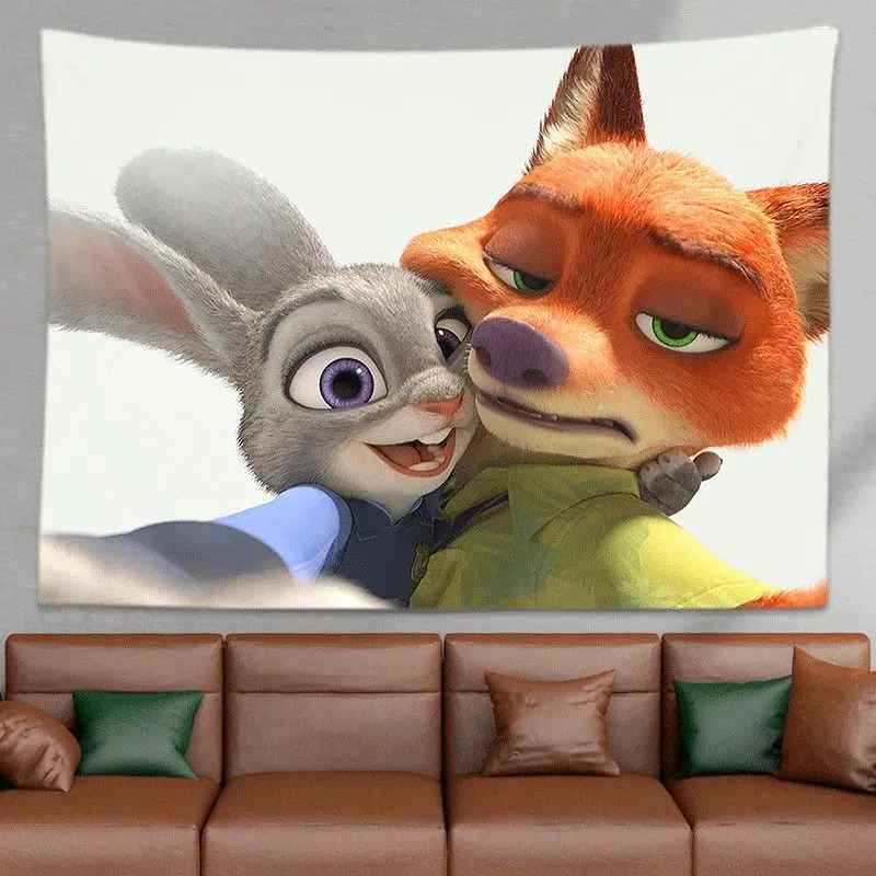

Cartoon Crazy Zoo City Hanging Background Cloth Student Dormitory Bedside Bedroom Curtain Decoration Wall Tapestry