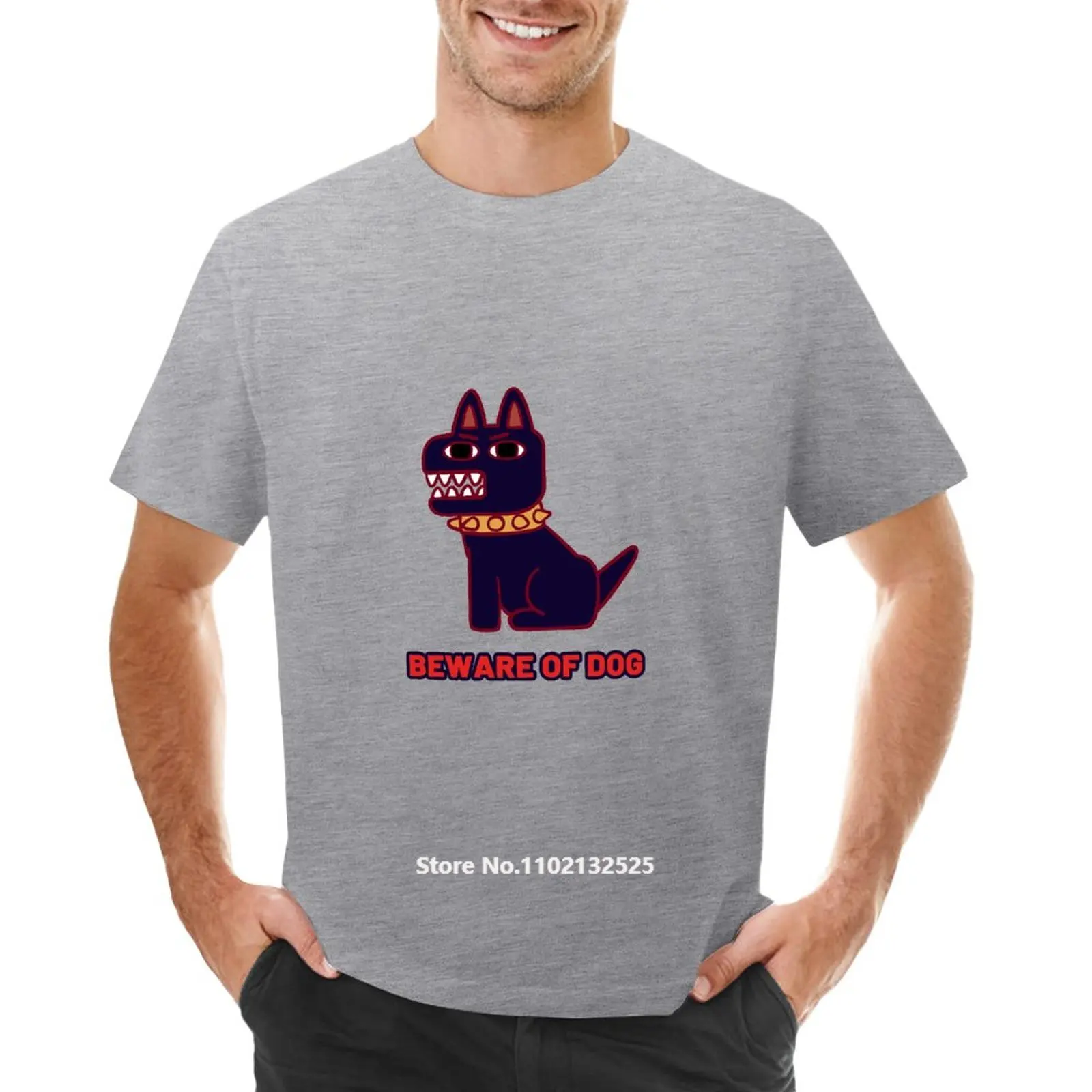 

Beware of Dog Men T Shirt Printed Vase Cat Cotton Short Sleeve TShirts O Neck Hip Hop Casual Streetwear Tops