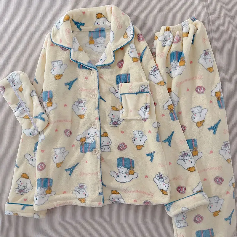 Пижамный комплект Sanrio Cinnamoroll Женский милая одежда для сна с мультяшным принтом