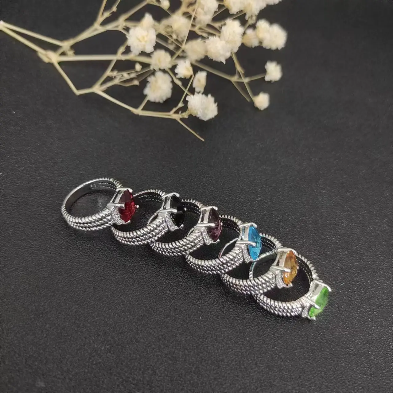 

DY Ring Faux Black Onyx with Zircon Fashion Design Women's Wedding Engagement