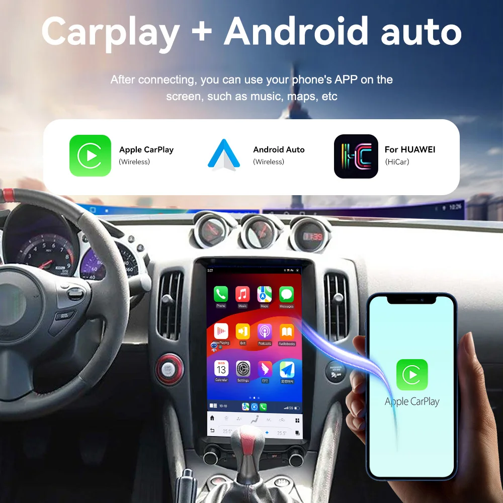 Автомобильное радио Android 13 для Nissan 370Z 2009-2021 сенсорный экран 8 дюйма GPS-навигация Apple