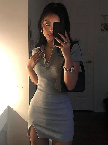 Женское мини-платье Dozw из полиэстера и хлопка