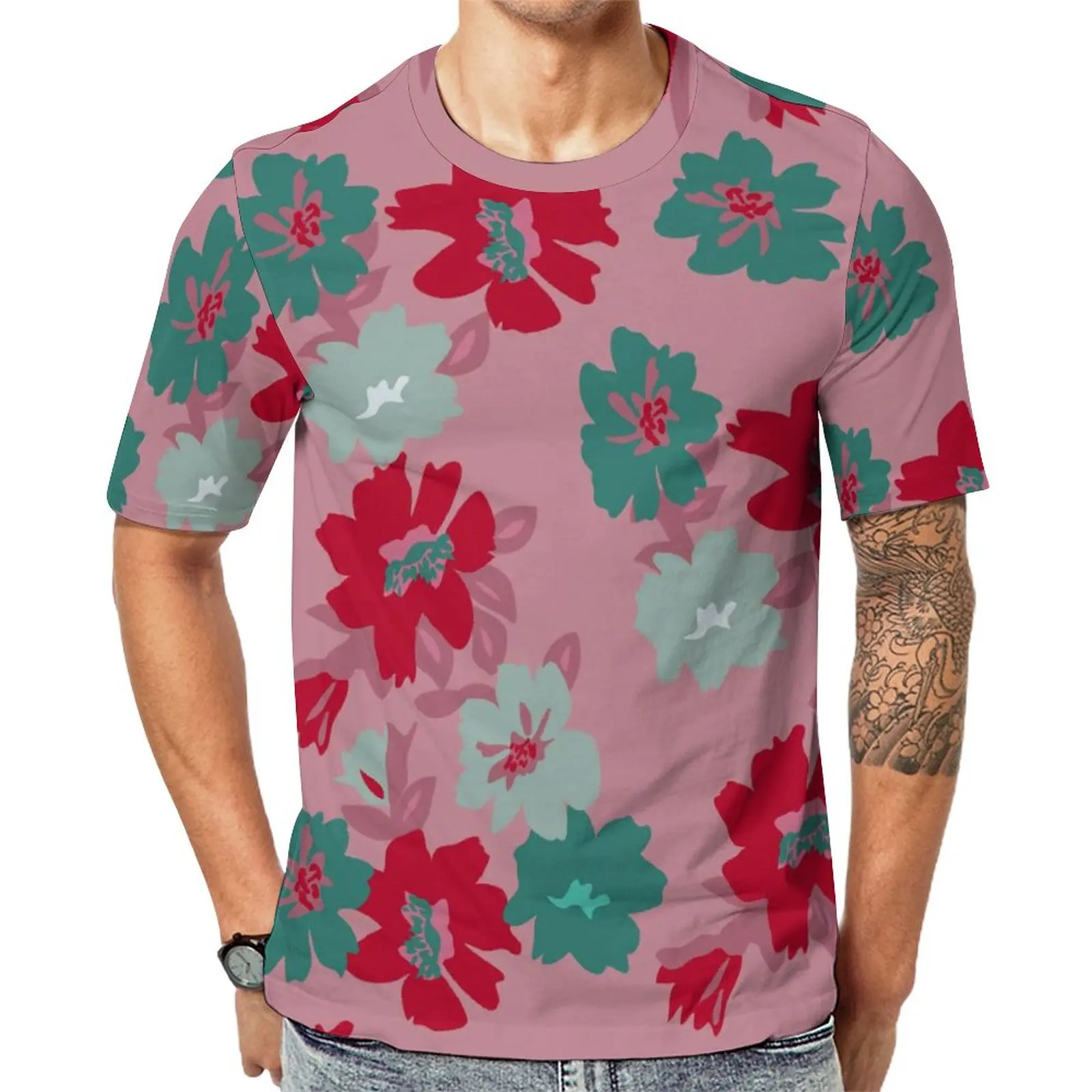 

Colorful Flower Print T Shirt Retro Floral Hip Hop T Shirts Short Sleeve Design Tshirt Dropshipping Awesome Oversized Clothing