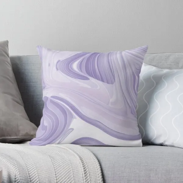 

Romantic Girly Marble Pattern Lilac Purp Printing Throw Pillow Cover【Customizable】 Bed Sofa Waist Case Soft Pillows not include