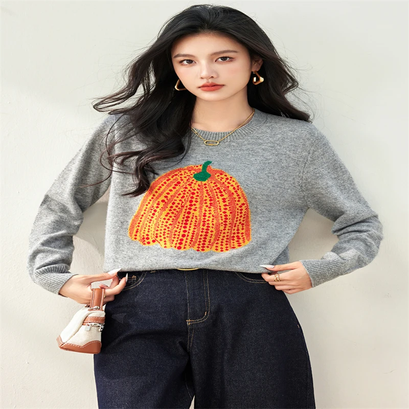 Женский винтажный вязаный пуловер повседневный свободный свитер с длинным