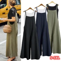 new women casual jumpsuits loose breathable sleeveless long jumpsuit overalls woman 4xl 5xl female black cotton overalls 2022