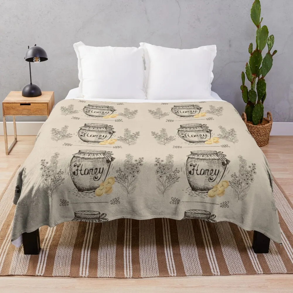 

Rustic honey pot with a bee Throw Blanket Fur Blanket Beautiful Blankets