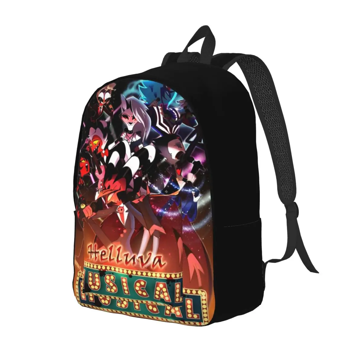 Черный комедийный рюкзак H-Helluva-Boss для мужчин и женщин крутой студенческий пешего