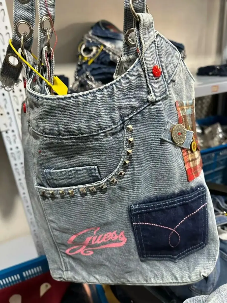 Женская джинсовая сумка-тоут JIAERDI в стиле Харадзюку шикарная вместительная