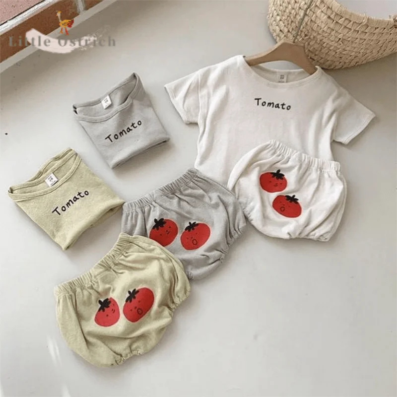 Neugeborenen Baby Junge Mädchen Cartoon Baumwolle Kleidung Set Hemd + Kurze Kind Kleidung Anzug Sommer Kurzarm Top Baby Kleidung 3M-2Y