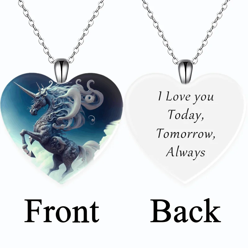 

Fashion Heart shaped Horse Pendant Necklace Retro Men's and Women's Necklace