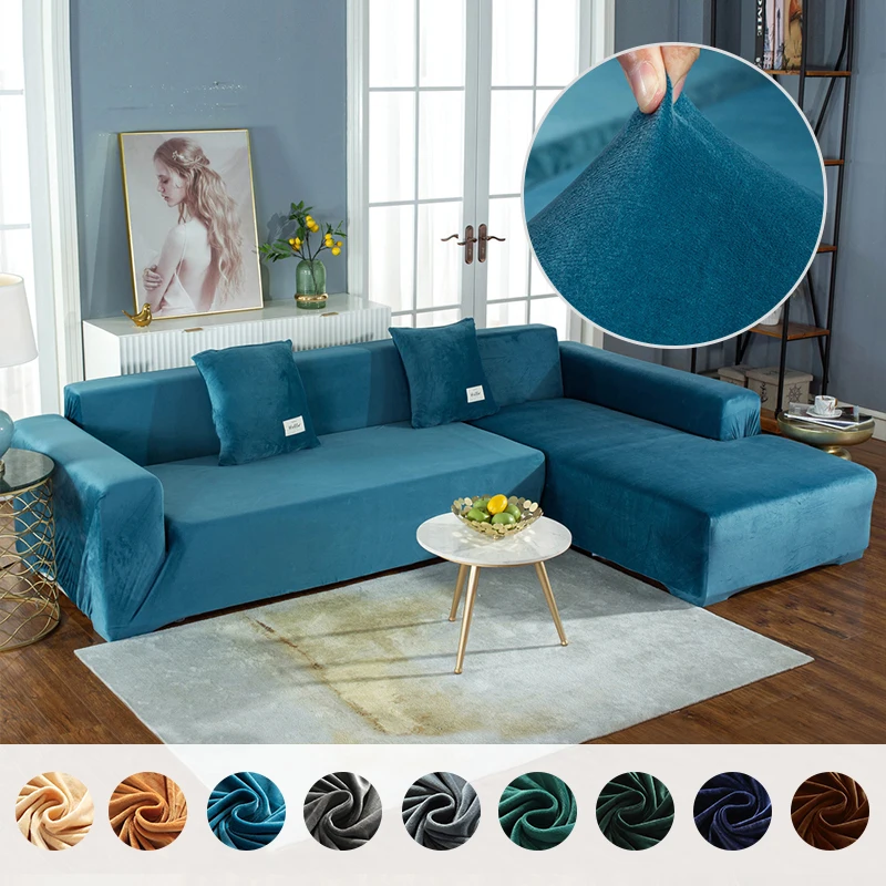 

Бархатный тканевый чехол для дивана в гостиную, эластичный секционный чехол для дивана L-образной формы, чехол для кресла L-образной формы, м...